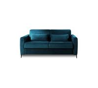 Owen - canapé 3 places convertible - couchage quotidien - matelas 12 cm - en velours - Bleu canard