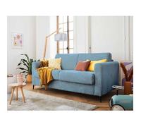 Owen - canapé 3 places convertible express couchage quotidien 140 cm matelas 12 cm en velours côtelé - Bleu grisé