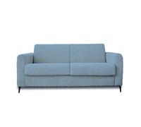Owen - canapé 3 places convertible express couchage quotidien 140 cm matelas 12 cm en velours côtelé - Bleu grisé