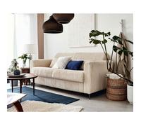 Owen - canapé 3 places convertible express couchage quotidien 140 cm matelas 12 cm en velours côtelé grosses côtes - Beige