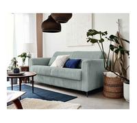 Owen - canapé 3 places convertible express couchage quotidien 140 cm matelas 12 cm en velours côtelé grosses côtes - Bleu