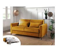 Lisa Design OWEN - Canapé droit convertible 3 places - Velours Jaune