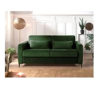 Owen - canapé 3 places convertible express couchage quotidien 140 cm matelas 12 cm en velours - Vert