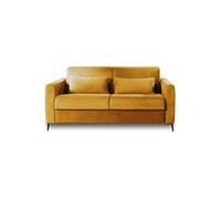 Lisa Design OWEN - Canapé droit convertible 3 places - Velours Jaune