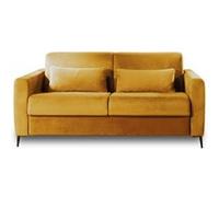 Owen - Canapé 3 places convertible - Ouverture express - Couchage quotidien - Velours - Jaune Jaune G
