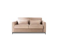Owen - canapé lit 3 places convertible express couchage quotidien 140 cm matelas 12 cm en velours - Beige