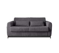 Owen - canapé lit 3 places convertible express couchage quotidien 140 cm matelas 12 cm en velours côtelé grosses côtes - Gris foncé