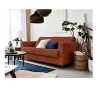 Owen - canapé 3 places convertible - couchage quotidien - matelas 12 cm - en velours côtelé grosses côtes - Terracotta