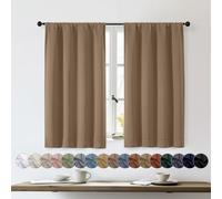 OWENIE Sally Brown Lot de 2 rideaux occultants courts pour chambre à coucher et salon - 114 cm de long - Isolation thermique - Économie d'énergie - Pour salle de bain - 101,6 x 114,3 cm (l x L