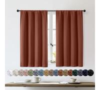 OWENIE Sally Lot de 2 rideaux occultants courts en terre cuite pour chambre à coucher et salon, 114 cm de long, solides, économie d'énergie, rideaux occultants pour salle de bain, 101,6 x 114,3 cm (l