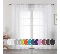 OWENIE Sheer White Curtains, Sheer Curtains Lot de 2 Rideaux de 2 Panneaux de 201 cm de Long et de 2 Panneaux pour Salon ou Chambre à Coucher, 2 pièces, Taille L x 201 cm