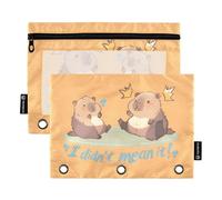 OWFKAY Capybara I Did Not Mean It Lot de 2 trousses à crayons pour classeur à 3 anneaux avec fenêtre transparente, Capybara I Did Not Mean It, one sizex2, Trousse de toilette