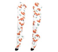 OWFKAY Fox Grass Chaussettes montantes pour femme Chaussettes hautes au-dessus du genou Jambières douces