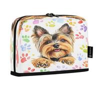 OWFKAY Grande trousse à crayons avec fermeture éclair - Pour filles et garçons - Motif empreintes de pattes de schnauzer