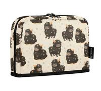 OWFKAY Grande trousse à crayons - Grande trousse à stylos - Large ouverture - Fermeture éclair - Fournitures scolaires - Filles et garçons - Moutons noirs et étoiles