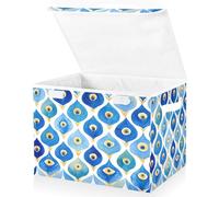 OWFKAY Grands bacs de rangement pliables en tissu avec couvercles, 41,9 x 32 x 30 cm, aquarelle, motif nazar dessiné à la main, boîtes de rangement pliables pour étagères