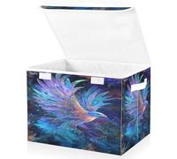 OWFKAY Grands bacs de rangement pliables en tissu avec couvercles, 41,9 x 32 x 30 cm, les ailes d'aigle sont ouvertes, boîtes de rangement pliables pour étagères