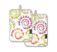 OWFKAY Lot de 2 maniques résistantes à la chaleur 170 ℃ - Teinture sur nœuds sur table blanche - 18 x 25 cm