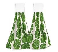 OWFKAY Lot de 2 torchons de cuisine à suspendre - 35,6 x 46,2 cm - Motif tortue verte et feuille