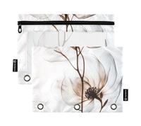 OWFKAY Lot de 2 trousses à crayons pour classeur à 3 anneaux, 3 trous avec fenêtre transparente, fleurs de magnolia 3, Fleurs de magnolia 3, one sizex2, Trousse de toilette