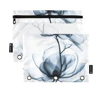 OWFKAY Lot de 2 trousses à crayons pour classeur à 3 anneaux, 3 trous avec fenêtre transparente, fleurs de magnolia 2, Magnolia Flowers2, one sizex2, Trousse de toilette