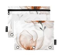 OWFKAY Lot de 2 trousses à crayons pour classeur à 3 anneaux, 3 trous avec fenêtre transparente, fleurs de magnolia 4, Magnolia Flowers4, one sizex2, Trousse de toilette