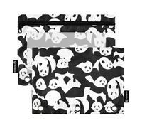 OWFKAY Lot de 2 trousses à crayons pour classeur à 3 anneaux, 3 trous avec fenêtre transparente, motif panda ours 8, Panda Bear Motif 8, one sizex2, Trousse de toilette