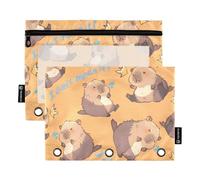 OWFKAY Lot de 2 trousses à crayons pour classeur à 3 anneaux, 3 trous avec fenêtre transparente, motif Capybara I Did Not Mean It, Motif Capybara I Did Not Mean It, one sizex2, Trousse de toilette