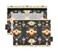 OWFKAY Lot de 2 trousses à crayons pour classeur à 3 anneaux, 3 trous avec fenêtre transparente, motif tapis de yak, Motif de tapis de yak, one sizex2, Trousse de toilette