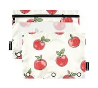OWFKAY Lot de 2 trousses à crayons pour classeur à 3 anneaux avec fenêtre transparente Motif pomme, Motif pomme, one sizex2, Trousse de toilette