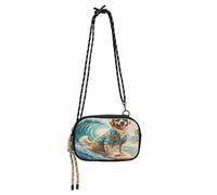 OWFKAY Petit sac à bandoulière pour téléphone portable, sac à main pour femme, mini sac à bandoulière motif chien de surf