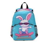 OWFKAY Petit sac à dos pour enfants motif lapin, dessin animé, planche à roulettes, sacs d'école pour garçons