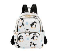 OWFKAY Petit sac à dos pour femme avec motif pingouin et flocon de neige Blanc, Pingouin flocon de neige blanc, M, sac à dos femme
