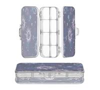 OWFKAY Petite trousse à crayons avec fournitures Mystique Soleil Lune Étoiles Plastique Transparent Organisateur Boîte de rangement à crayons Double couche Porte-stylo pour l'école