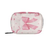 OWFKAY Pilulier hebdomadaire de voyage pour médicaments - Petit format pour supplément de vitamines - Nœuds roses - Tissu en perles
