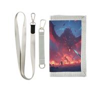OWFKAY Portefeuilles à trois volets pour garçons et filles - Petits dragons de combat épiques et soldats avec fermeture éclair - Poche pour pièces de monnaie, Soldats Dragons de combat épiques, 12.5×