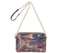 OWFKAY Sac à bandoulière pour femme en cuir synthétique avec large sangle réglable, motif cerf Sika, rose rouge