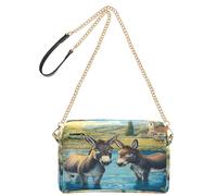 OWFKAY Sac à bandoulière pour femme en cuir synthétique avec sangle large réglable et deux ânes