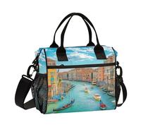 OWFKAY Sac à déjeuner isotherme pour femme - Sac isotherme réutilisable pour adultes - Canal Venise Italie - Bandoulière avec bandoulière - Pique-nique - S