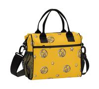 OWFKAY Sac à déjeuner isotherme pour femme - Sac isotherme réutilisable pour adultes - Motif symbole de paix et étoile - Avec bandoulière - Picnic S