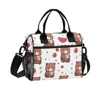 OWFKAY Sac à déjeuner isotherme pour femme - Sac isotherme réutilisable pour adultes - Petit ours à bandoulière avec bandoulière - Pique-nique - S