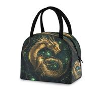 OWFKAY Sac à déjeuner isotherme - Sac à main fourre-tout réutilisable - Motif dragon doré - Pour l'école, l'extérieur - Pour femmes, hommes, filles, garçons et enfants