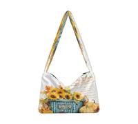 OWFKAY Sac à main fourre-tout en peluche pour femme, sac à main moelleux pour femme, sac à bandoulière pour l'écriture d'hiver, motif feuille de citrouille