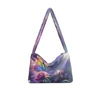 OWFKAY Sac à main fourre-tout en peluche pour femme, sac à main moelleux pour femme, sac à bandoulière pour l'hiver, beau papillon rose