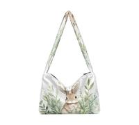 OWFKAY Sac à main fourre-tout en peluche pour femme, sac à main moelleux pour femme, sac à bandoulière pour lapin d'hiver, herbe fraîche