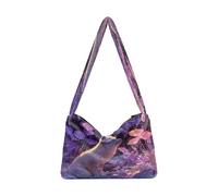 OWFKAY Sac à main fourre-tout en peluche pour femme - Sac à main moelleux pour l'hiver - Le jardin secret du renard arctique