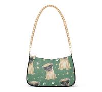 OWFKAY Sac à main fourre-tout pour femme avec fermeture éclair et motif empreintes de pattes de carlin