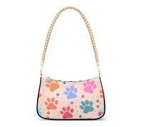 OWFKAY Sac à main fourre-tout pour femme avec fermeture éclair et motif empreintes de pattes de chien