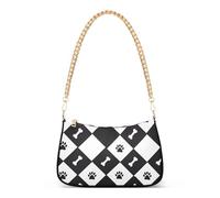OWFKAY Sac à main fourre-tout pour femme avec fermeture éclair - Motif empreintes de pattes - Noir et blanc