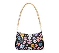 OWFKAY Sac à main fourre-tout pour femme - Motif empreintes de pattes colorées avec fermeture éclair